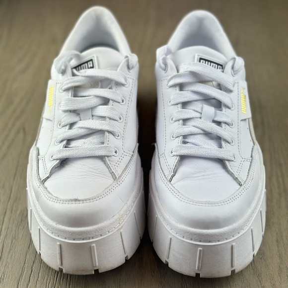 PUMA Mayze Stack Women's Sneakers in the white-vaporous gray colorway. Size 9.5 - Picture 2 of 7